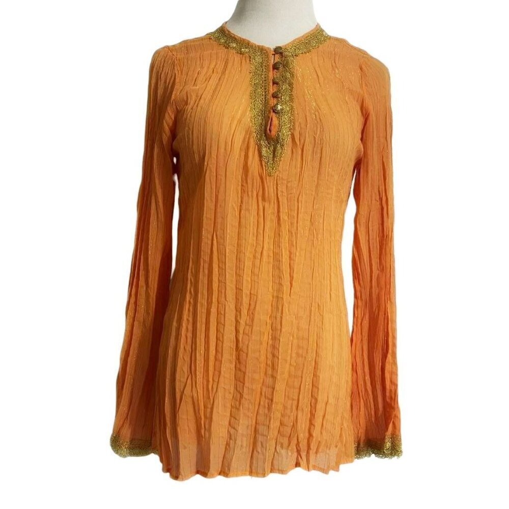 Cache Size Small  Top Blouse Long Sleeve Embroidered
